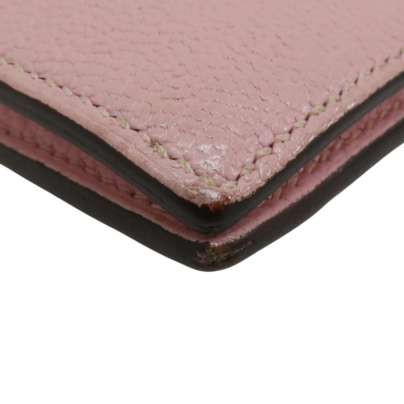 粉色 Chevre山羊皮 Bearn 兩折短夾 U刻 銀扣【HERMES 愛馬仕】 U刻/AI/005/BD-13