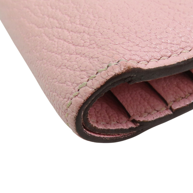 粉色 Chevre山羊皮 Bearn 兩折短夾 U刻 銀扣【HERMES 愛馬仕】 U刻/AI/005/BD-14