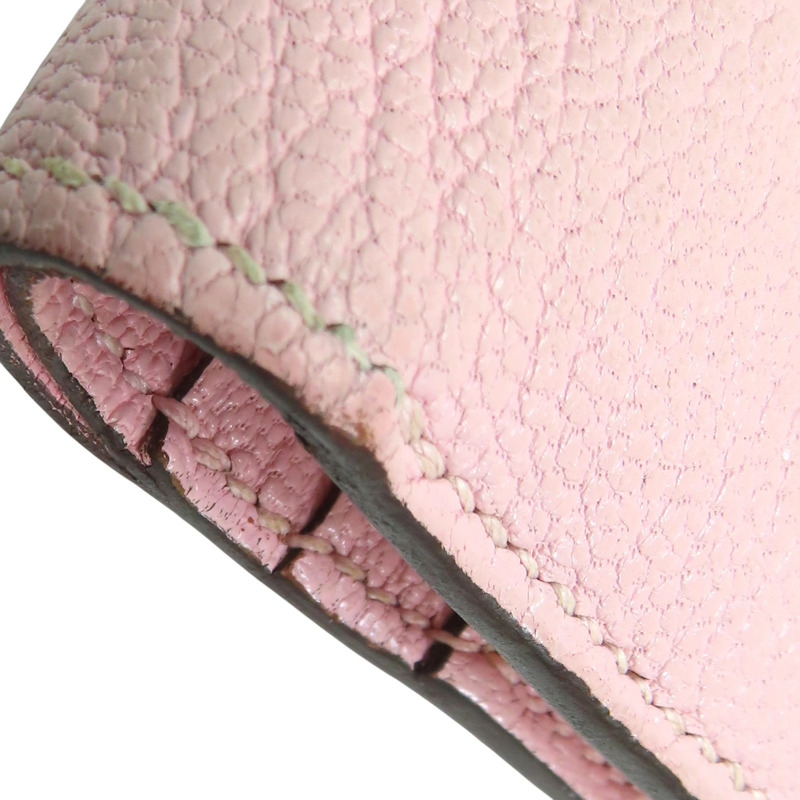 粉色 Chevre山羊皮 Bearn 兩折短夾 U刻 銀扣【HERMES 愛馬仕】 U刻/AI/005/BD-18