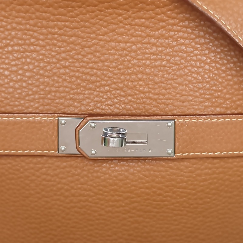 HERMES 吉普賽Jypsiere34金棕色TC皮框M銀扣-4