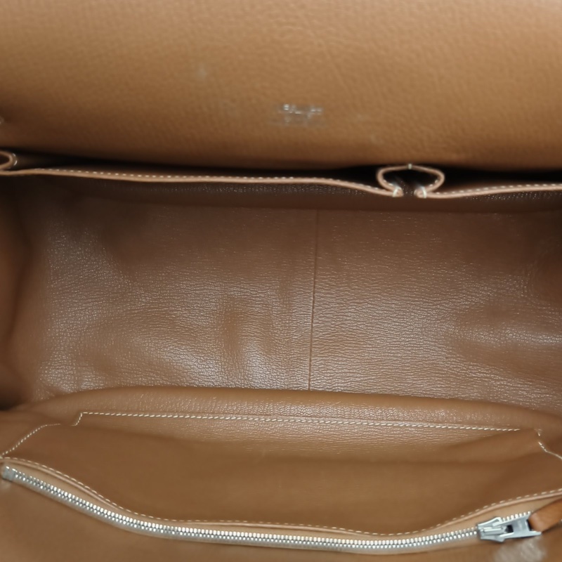 HERMES 吉普賽Jypsiere34金棕色TC皮框M銀扣-5