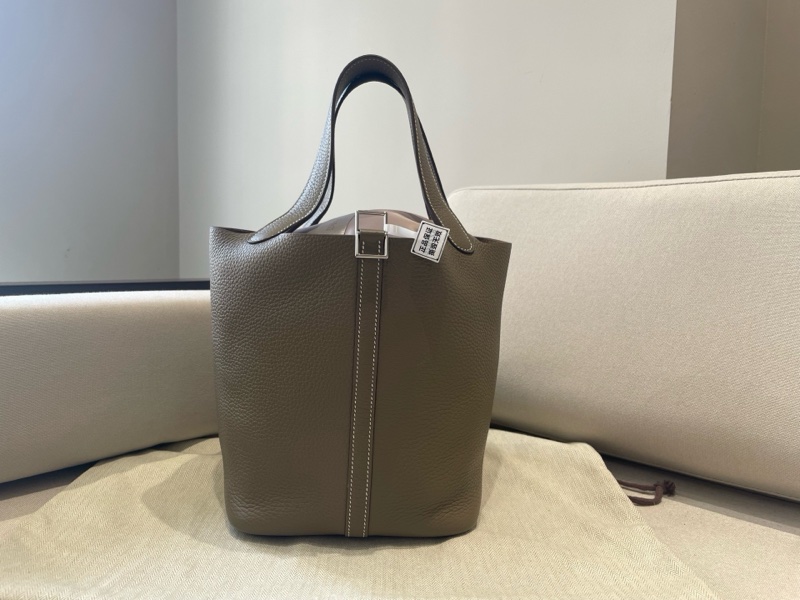 Hermes愛馬仕大象灰銀扣22菜籃子-3