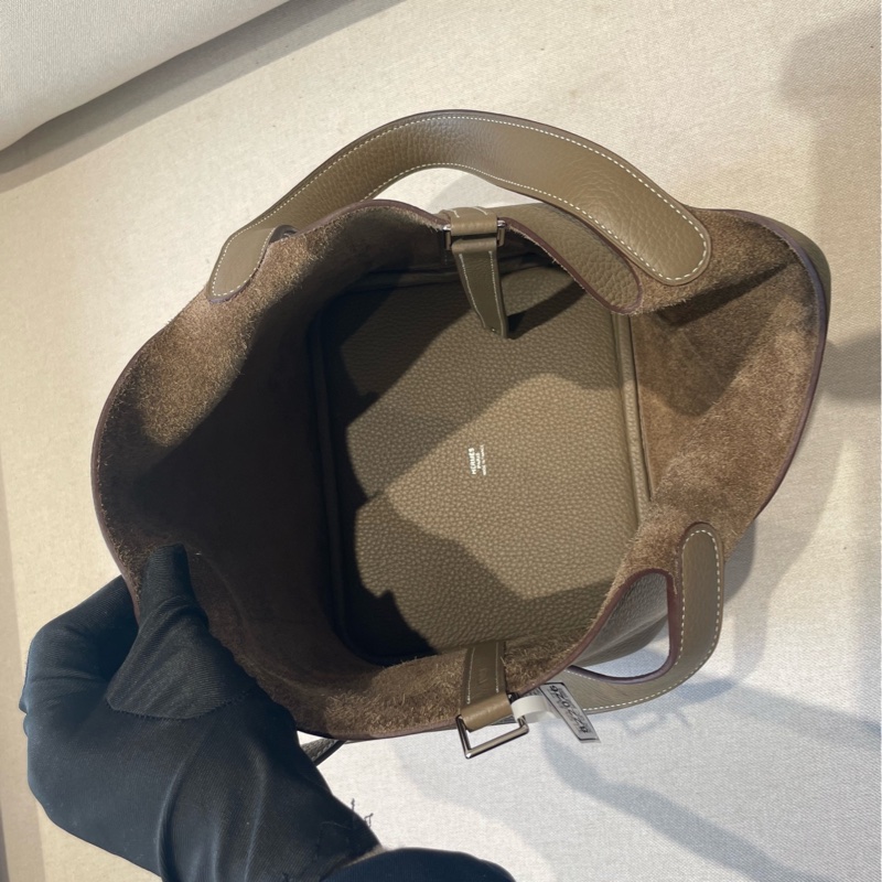 Hermes愛馬仕大象灰銀扣22菜籃子-4