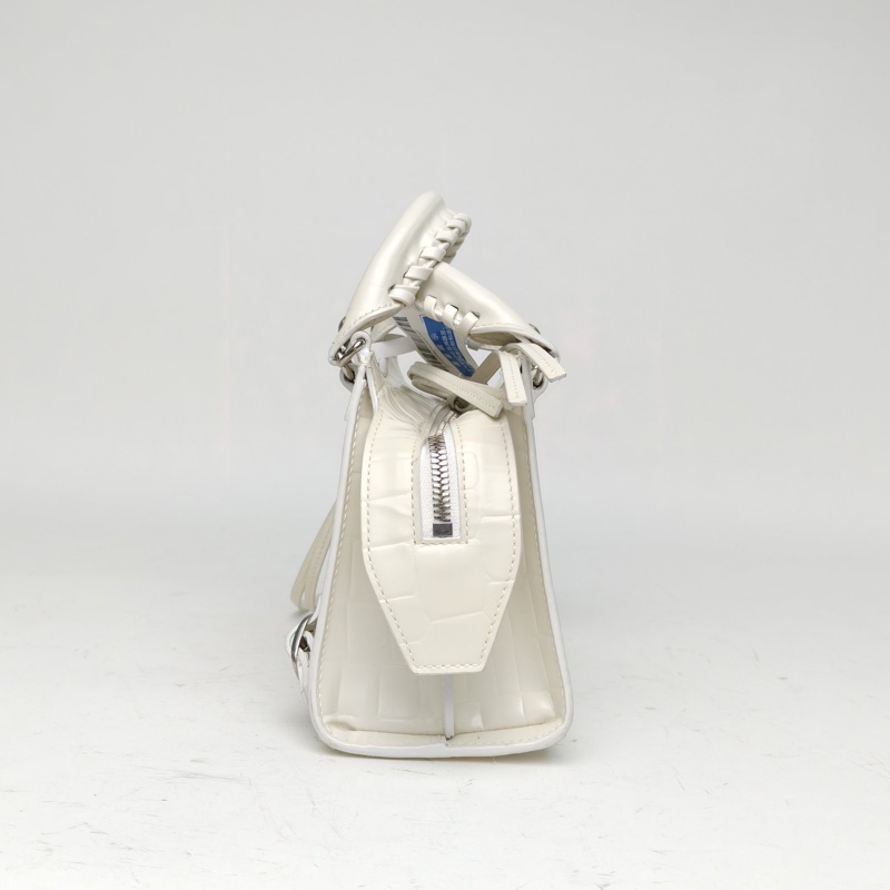 BALENCIAGA NEOCLASSIC手提機車包Mini21鱷魚壓紋白色牛皮-1