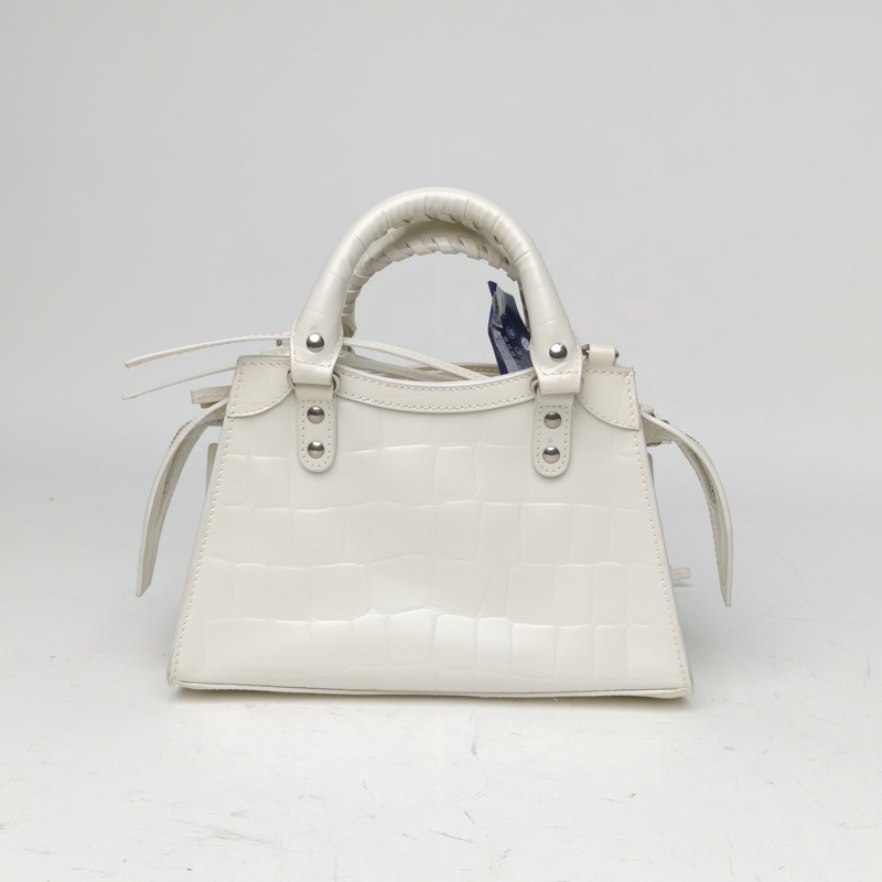 BALENCIAGA NEOCLASSIC手提機車包Mini21鱷魚壓紋白色牛皮-2