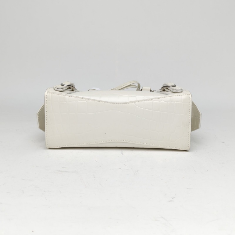 BALENCIAGA NEOCLASSIC手提機車包Mini21鱷魚壓紋白色牛皮-3