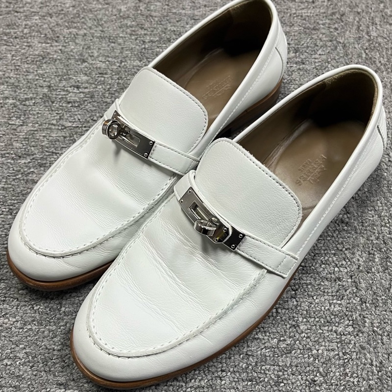 hermes愛馬仕白色精緻獨特女士休閒單鞋 Size:37 成色很新-0