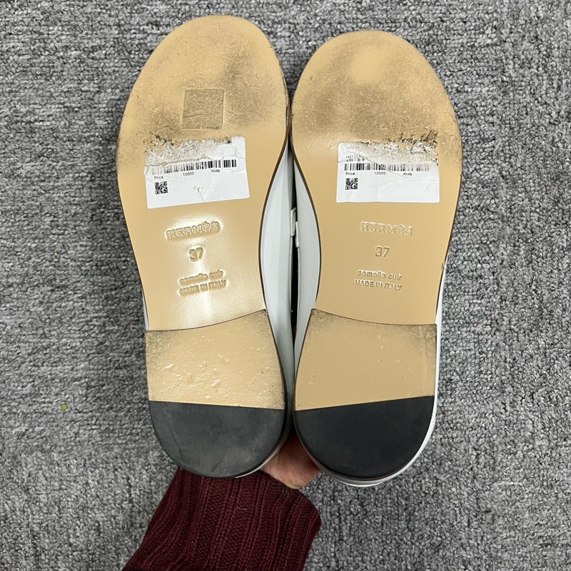 hermes愛馬仕白色精緻獨特女士休閒單鞋 Size:37 成色很新-3