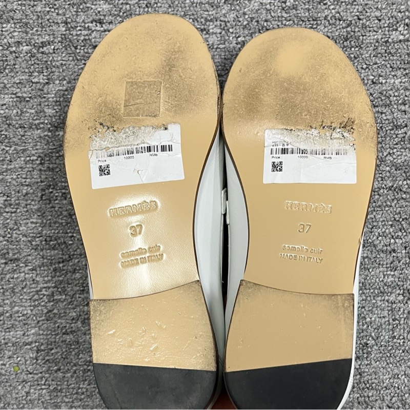 hermes愛馬仕白色精緻獨特女士休閒單鞋 Size:37 成色很新-5