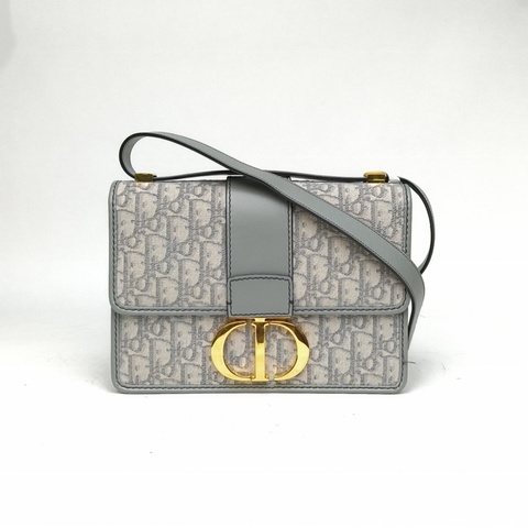 DIOR 30Montaigne蒙田皮肩帶大號灰色帆布金扣2021印花