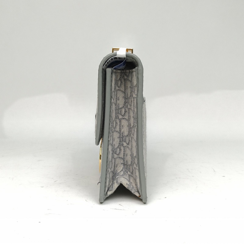 DIOR 30Montaigne蒙田皮肩帶大號灰色帆布金扣2021印花-1