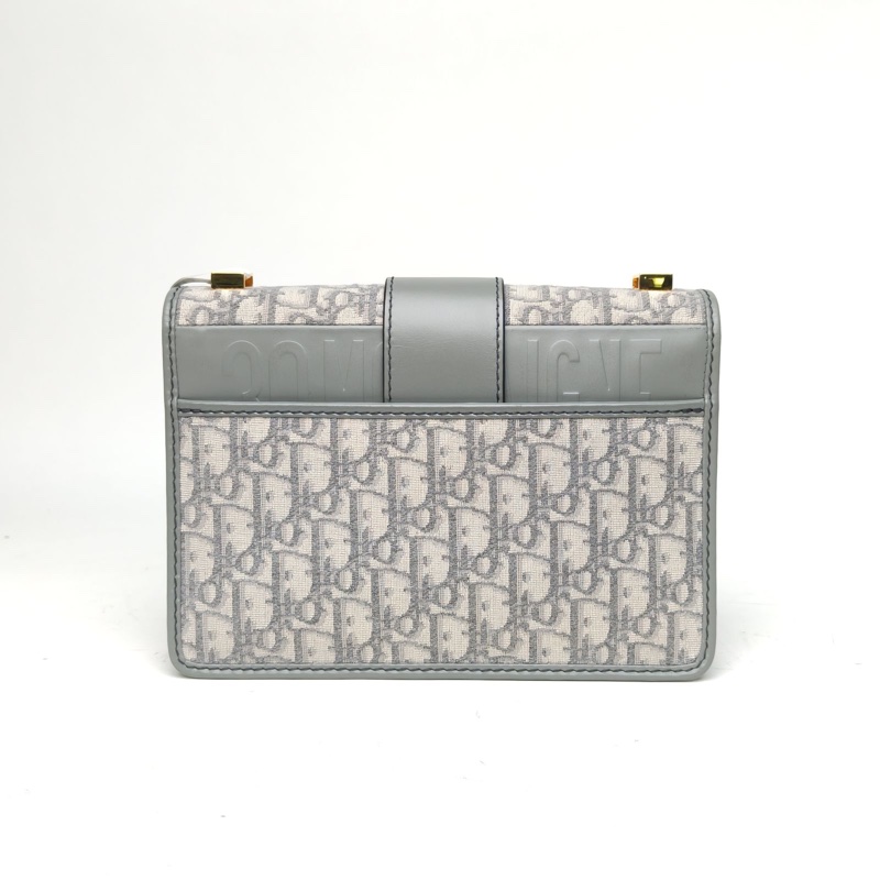 DIOR 30Montaigne蒙田皮肩帶大號灰色帆布金扣2021印花-2