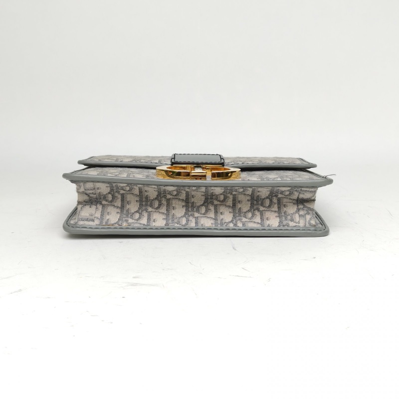 DIOR 30Montaigne蒙田皮肩帶大號灰色帆布金扣2021印花-3