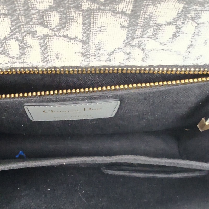 DIOR 30Montaigne蒙田皮肩帶大號灰色帆布金扣2021印花-4