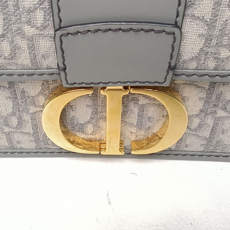 DIOR 30Montaigne蒙田皮肩帶大號灰色帆布金扣2021印花-5