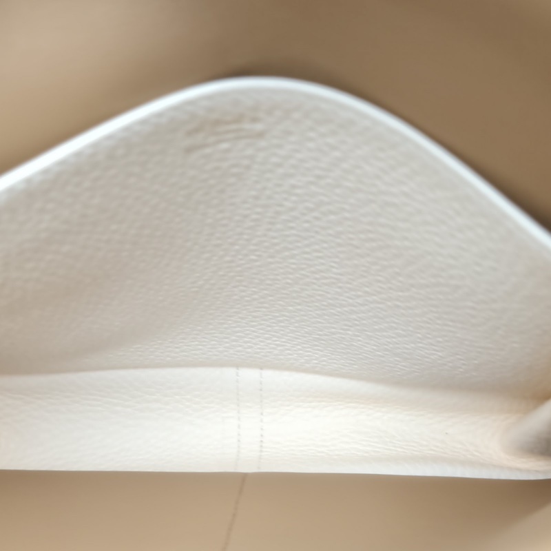 HERMES Halzan25雙提手單肩包奶油白拼新餅乾色TC皮U刻金扣-4