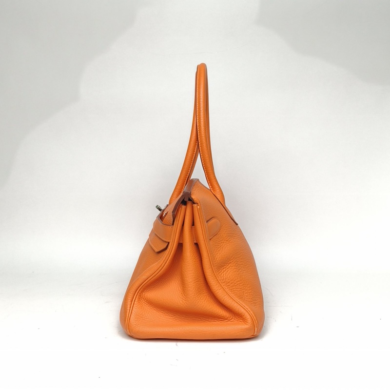 HERMES ShoulderBirkin愛馬仕橙Togo皮框O銀扣-1