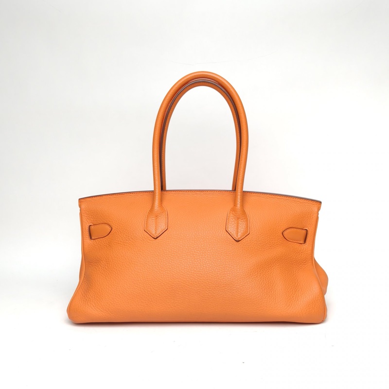 HERMES ShoulderBirkin愛馬仕橙Togo皮框O銀扣-2