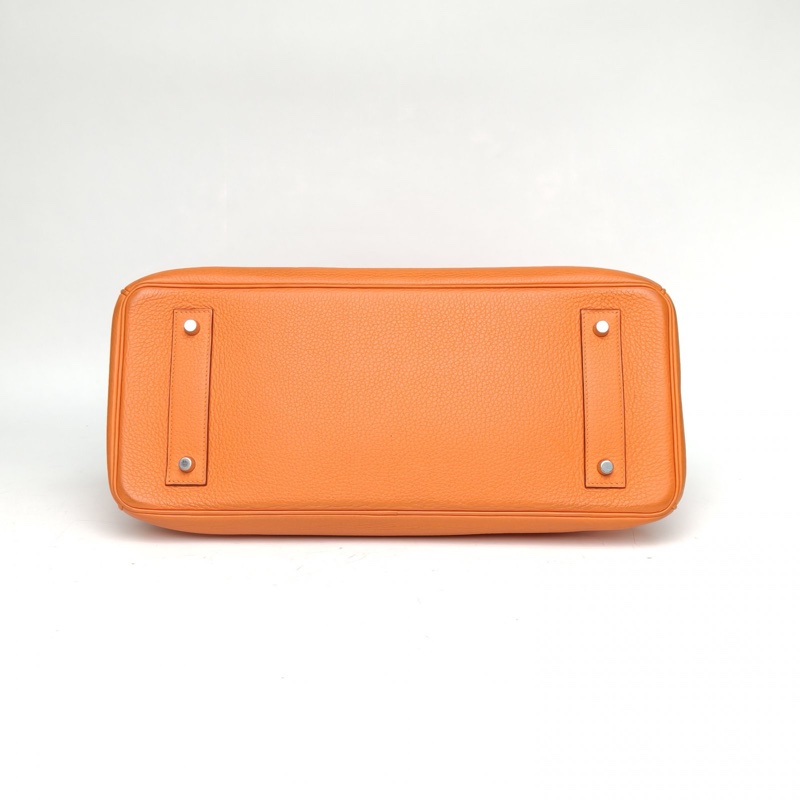 HERMES ShoulderBirkin愛馬仕橙Togo皮框O銀扣-3