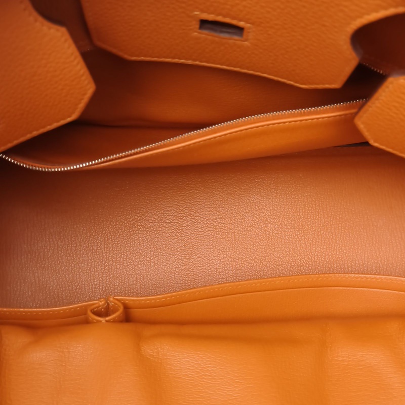 HERMES ShoulderBirkin愛馬仕橙Togo皮框O銀扣-5