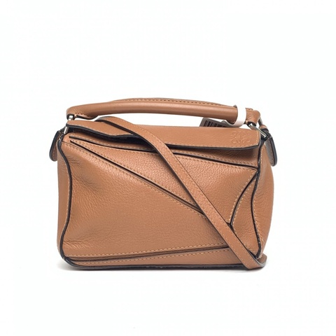 LOEWE Puzzle18幾何包迷你MINI焦糖色牛皮
