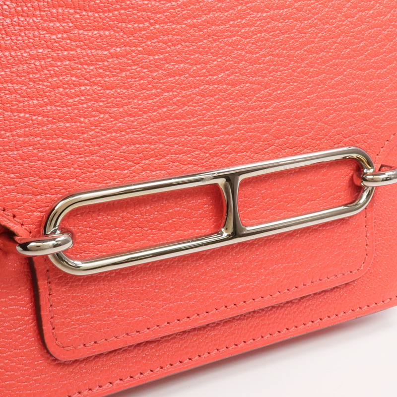 HERMES Chevre皮革Roulis Slim Wallet銀扣錢包Rose Texas-11