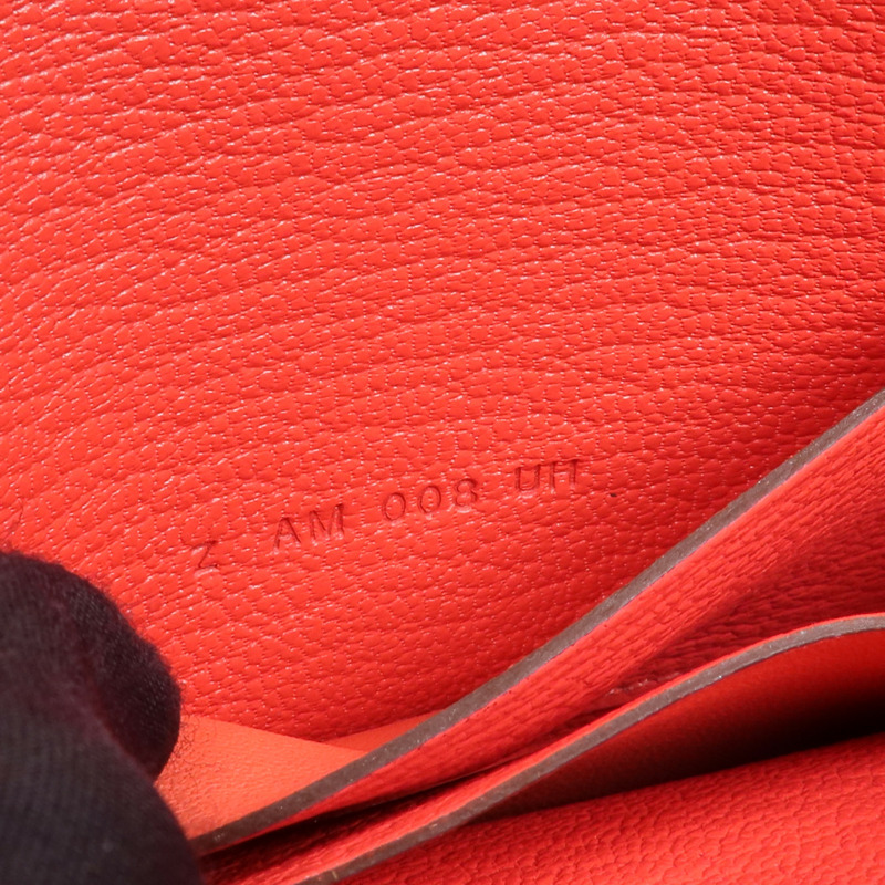 HERMES Chevre皮革Roulis Slim Wallet銀扣錢包Rose Texas-14