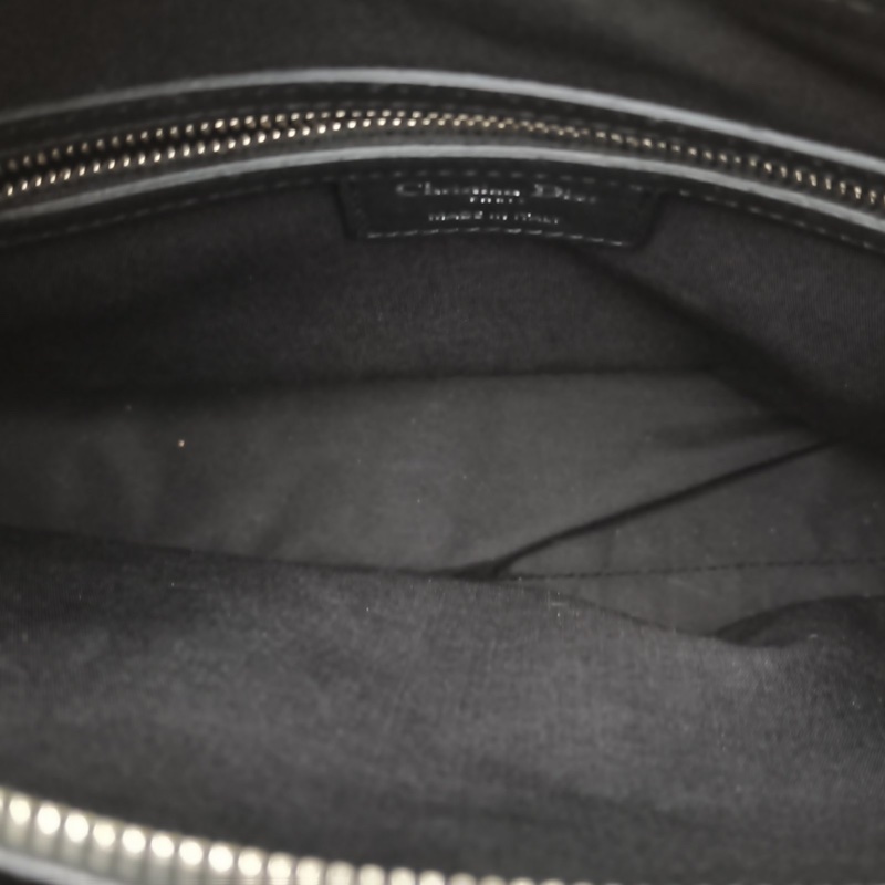 DIOR 黑色羊皮銀扣2013七格戴妃包鏈條托特包-5