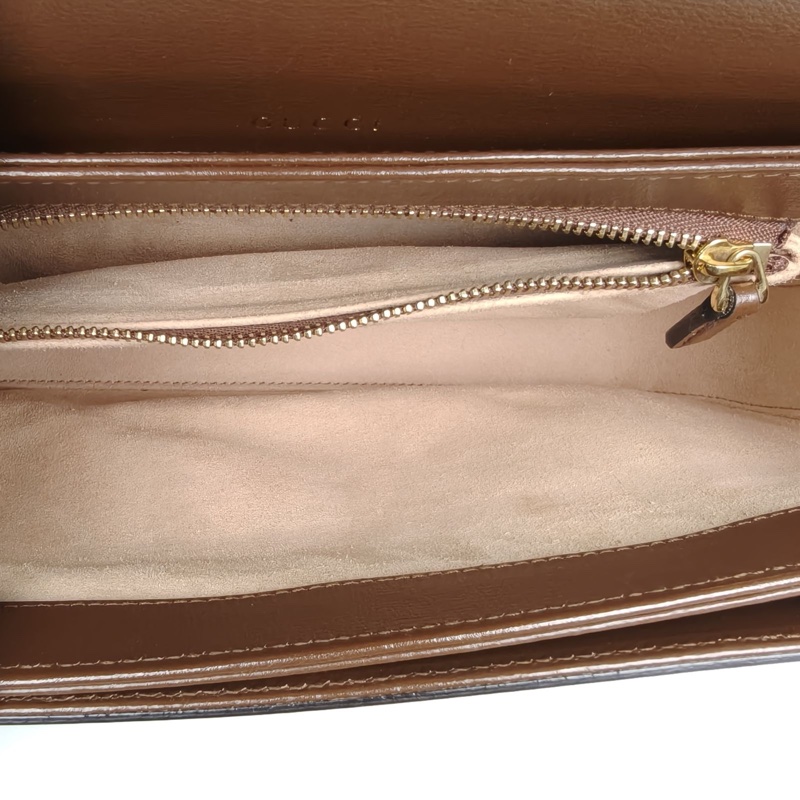 GUCCI Horsebit馬銜扣1955馬鞍包小號棕色PVC金扣-5