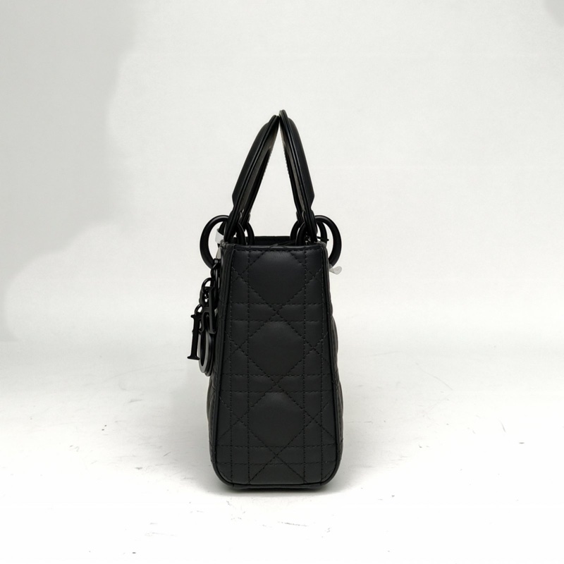 DIOR LadyDior戴妃包三格黑色牛皮磨砂扣2023-1