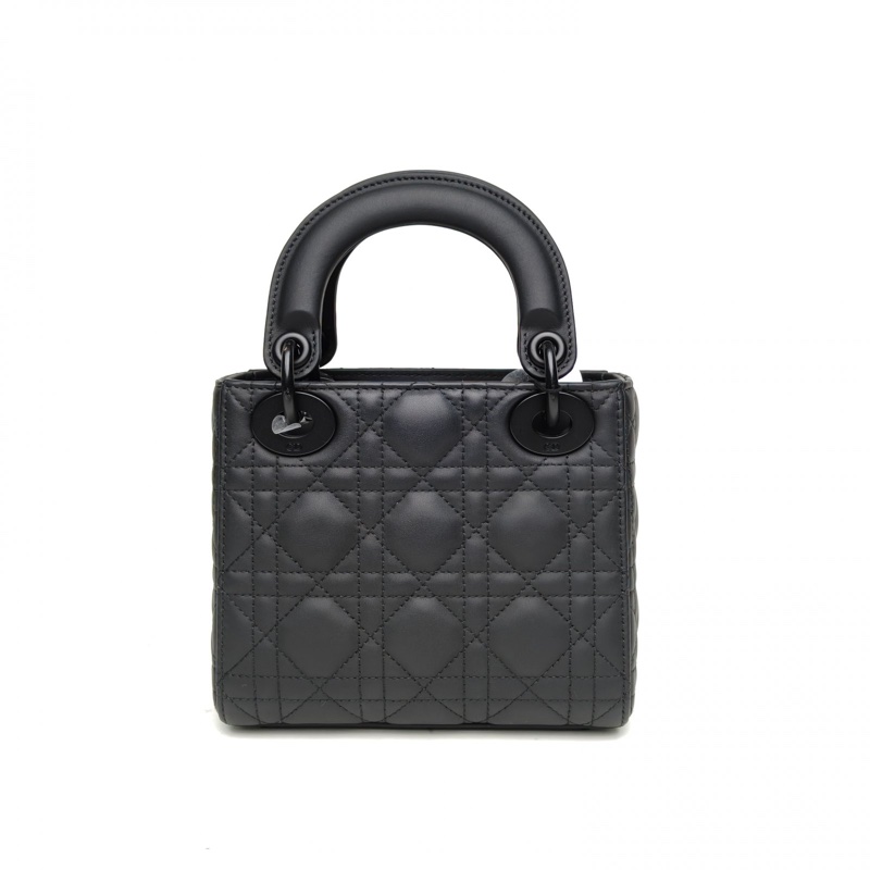 DIOR LadyDior戴妃包三格黑色牛皮磨砂扣2023-2