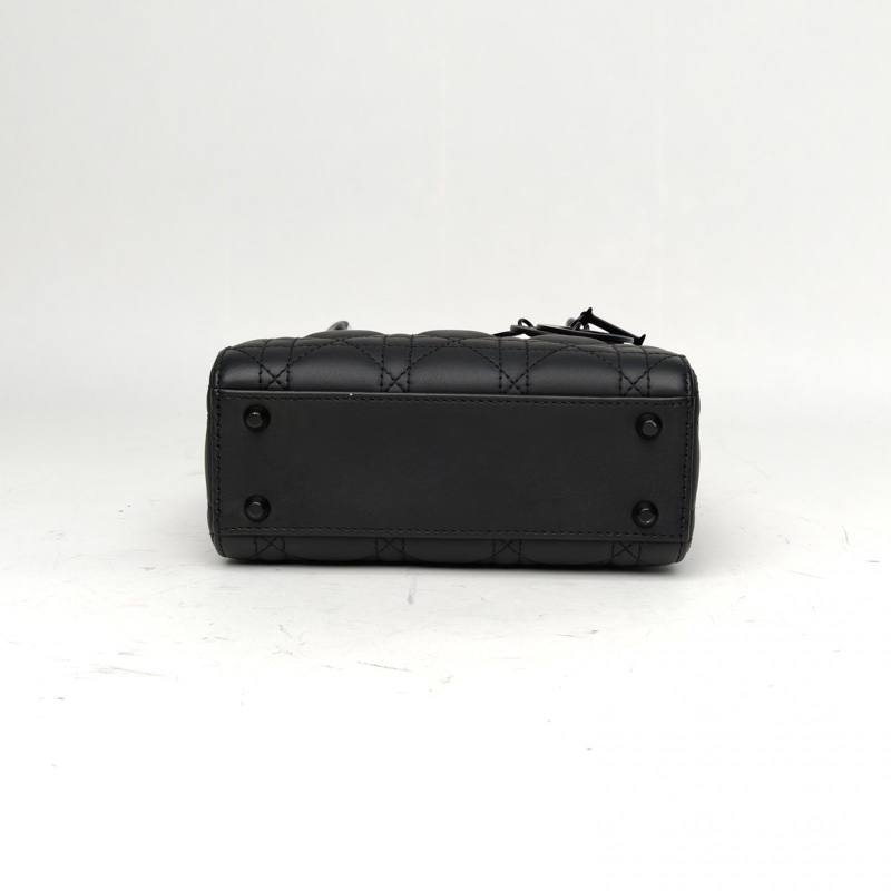 DIOR LadyDior戴妃包三格黑色牛皮磨砂扣2023-3