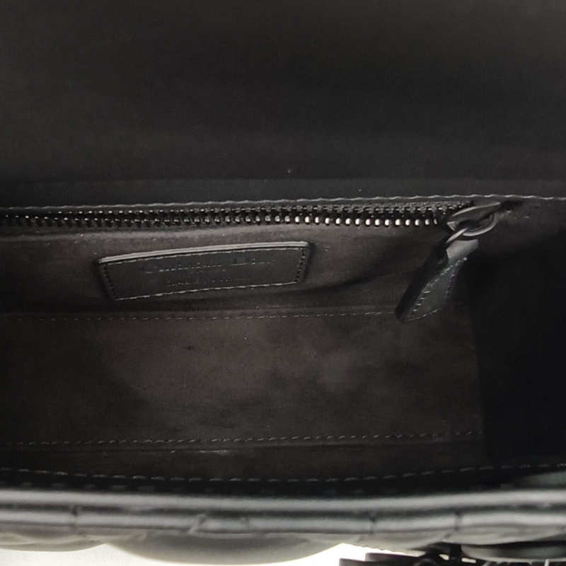 DIOR LadyDior戴妃包三格黑色牛皮磨砂扣2023-5