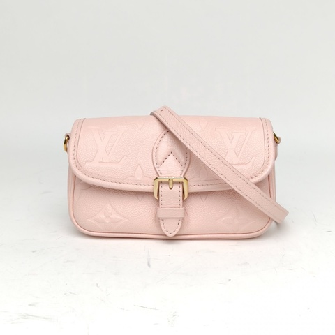 LOUIS VUITTON Diane法棍包19粉色牛皮晶片