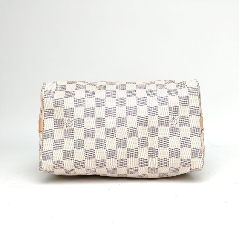 LOUIS VUITTON Speedy25配肩帶白棋格PVC晶片-3
