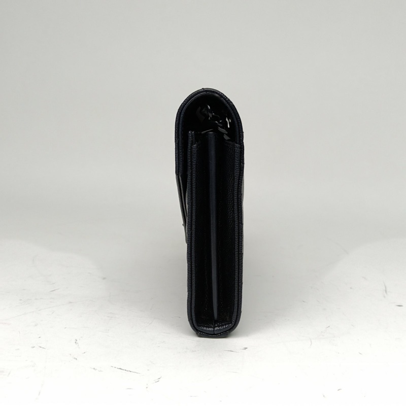 SAINT LAURENT CASSANDRA信封鏈條包V紋黑色荔枝牛皮黑扣-1