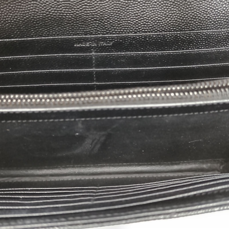 SAINT LAURENT CASSANDRA信封鏈條包V紋黑色荔枝牛皮黑扣-4