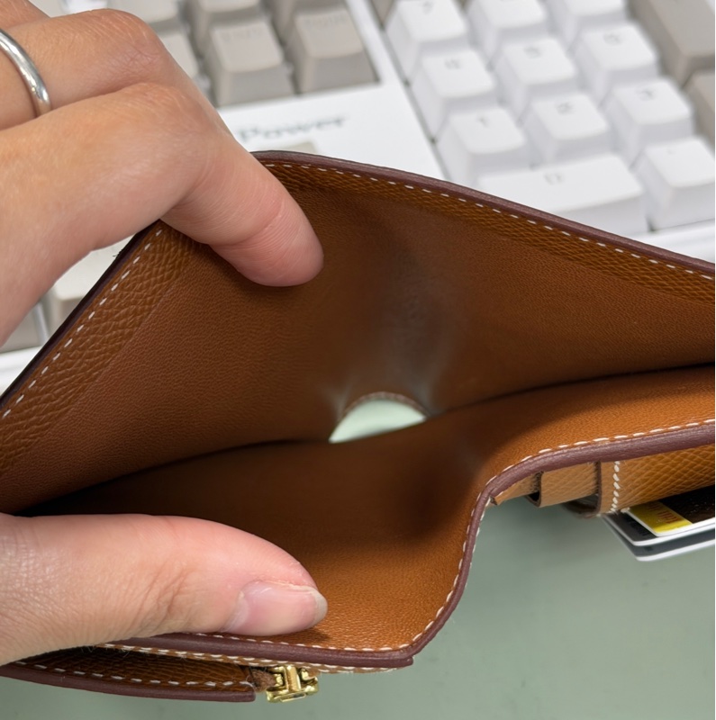 hermes 金棕色H鎖短夾-12