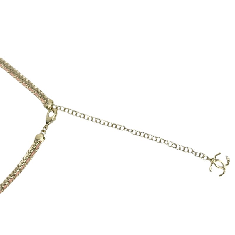 CHANEL CC 水鑽 皮穿鏈 腰鏈 長頸鏈-9