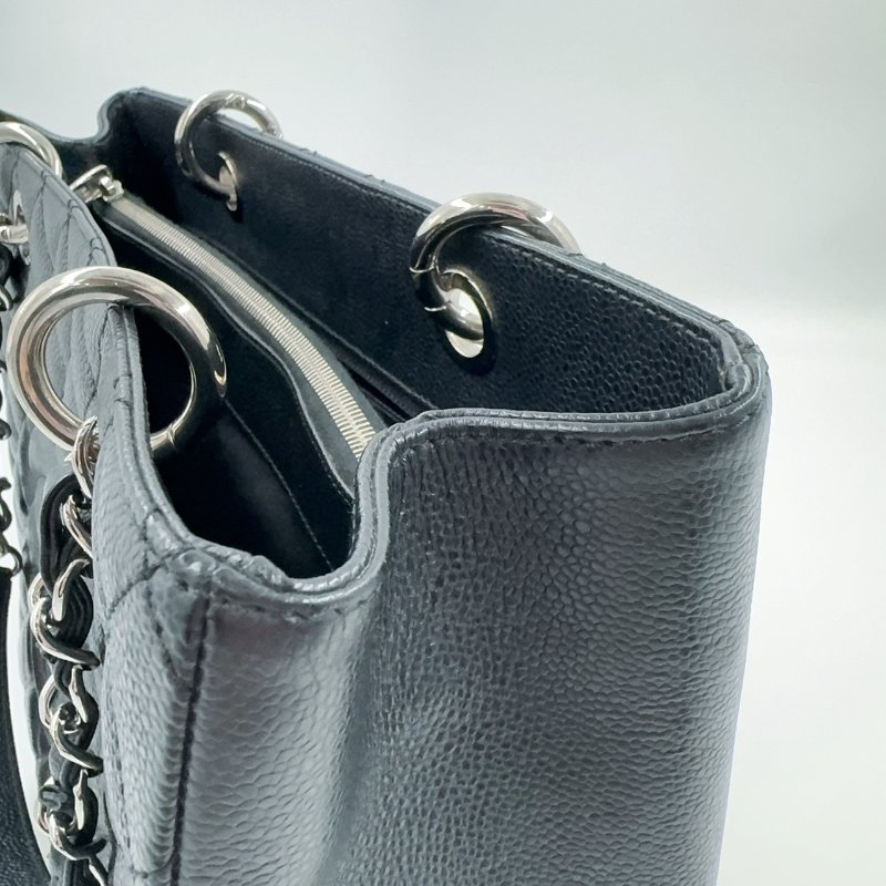 Chanel黑色荔枝牛皮銀釦托特包(稀有商品~~)-10