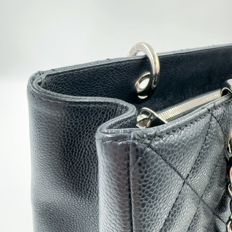 Chanel黑色荔枝牛皮銀釦托特包(稀有商品~~)-11