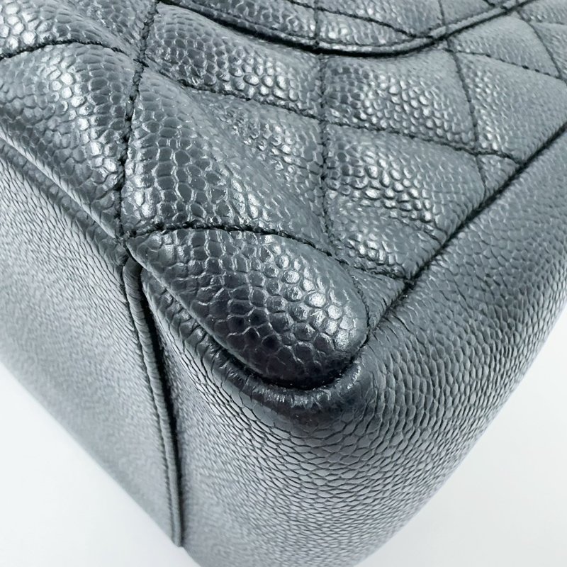 Chanel黑色荔枝牛皮銀釦托特包(稀有商品~~)-13