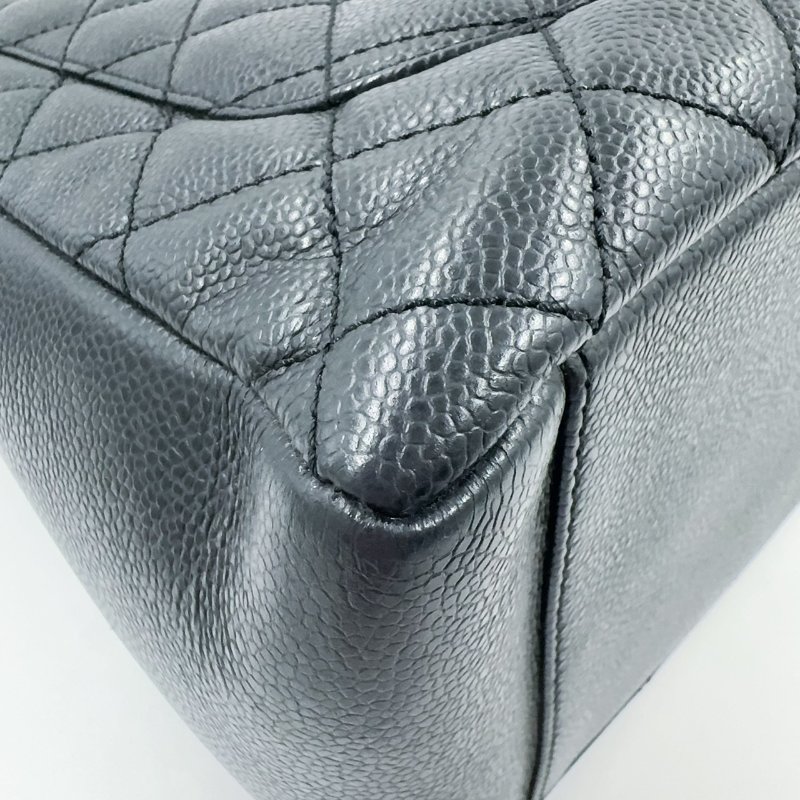 Chanel黑色荔枝牛皮銀釦托特包(稀有商品~~)-14