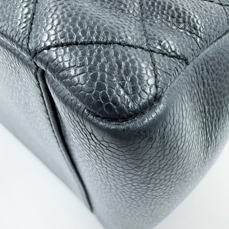 Chanel黑色荔枝牛皮銀釦托特包(稀有商品~~)-15