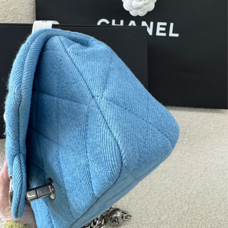 Chanel 愛心銀鏈牛仔方胖-8