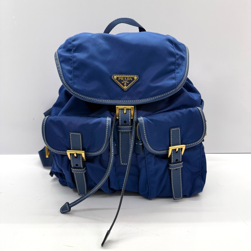 PRADA 普拉達 藍色尼龍後背包 BZ0030-0