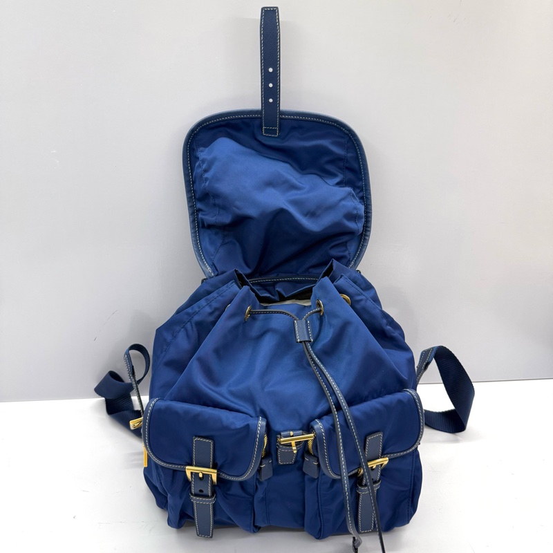 PRADA 普拉達 藍色尼龍後背包 BZ0030-4
