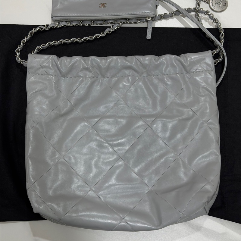 Chanel 22 bag小號灰色芯片-6