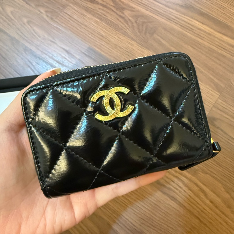 Chanel 香奈兒 24K 羊皮零錢包 99新 晶片款 油臘皮-6