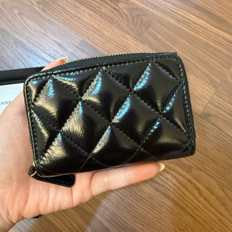 Chanel 香奈兒 24K 羊皮零錢包 99新 晶片款 油臘皮-7